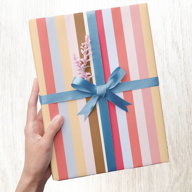 Papel De Regalo Banda de caramelos Pastel moderna (Pastel stripes gift wrapping paper)