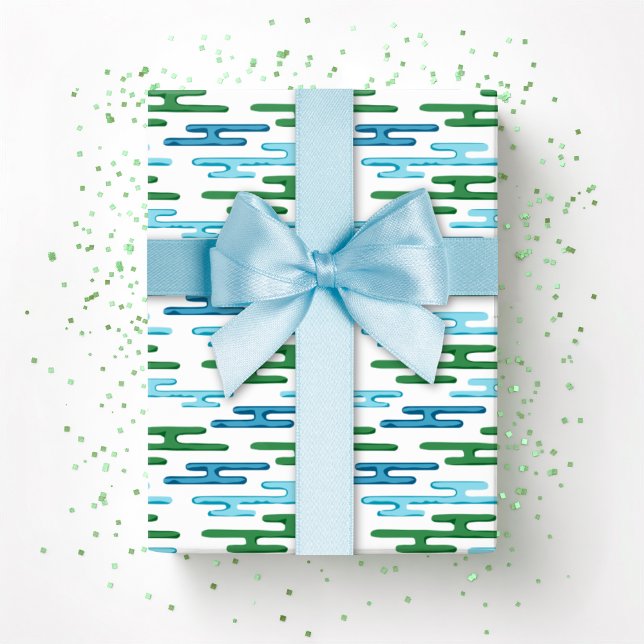 Papel De Regalo Banda de Nubes Propicias en Verde y Aqua (Subido por el creador)