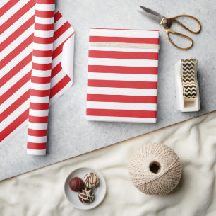 Papel De Regalo Banda De Vela Media Rojo Y Blanco