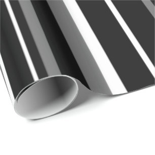 Papel De Regalo Banda moderna de código de barras blanco gris negr