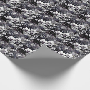 Papel De Regalo Banda simple de orquídeas blancas negras