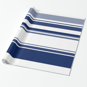 Papel De Regalo Bandas abstractas azules y blancas