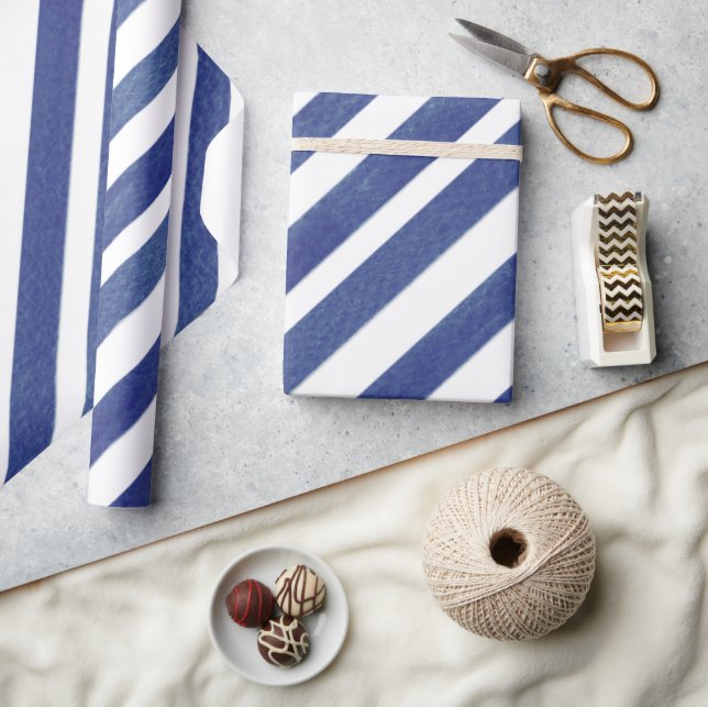 Papel De Regalo Bandas acuáticas azules de la marina (Artesanía)