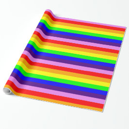 Papel De Regalo Bandas arcoiris clásicas brillantes negrita multic