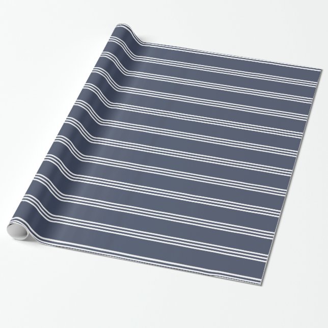 Papel De Regalo Bandas azul y blanca de la Marina (Desenrollado)
