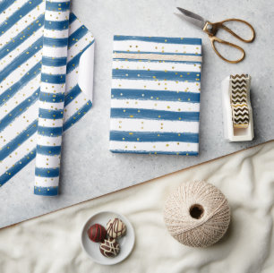 Papel De Regalo Bandas Azules De La Marina Y Fiesta De Niño Purpur