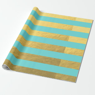 Papel De Regalo Bandas azules y Relieves metalizados dorados impre