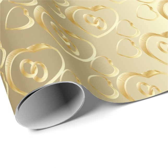 Papel De Regalo Bandas Bodas de oro elegantes (Esquina del rollo)