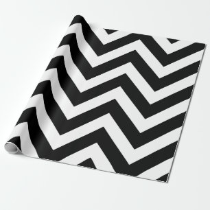 Papel De Regalo Bandas de Chevron de gran tamaño en blanco y negro