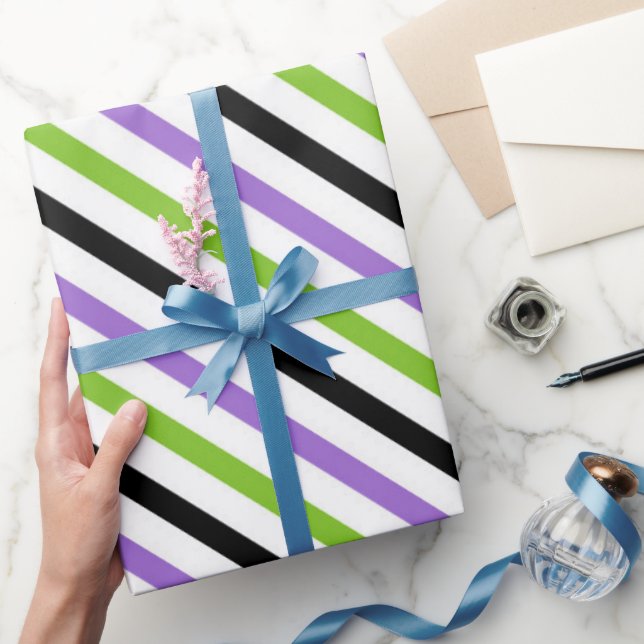 Papel De Regalo Bandas de Halloween - Patrón diagonal audaz (Regalar)