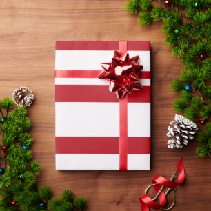 Papel De Regalo Bandas de lápiz rojas y blancas