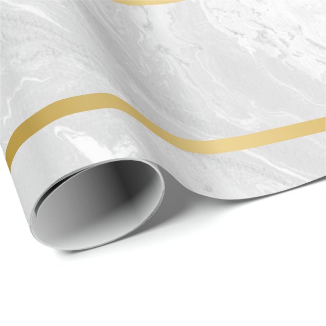 Papel De Regalo Bandas de lujo de oro de mármol (Esquina del rollo)