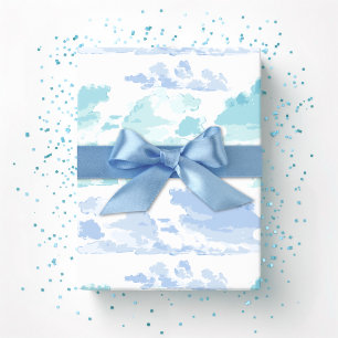 Papel De Regalo Bandas de nubes soñadoras en azul y aqua