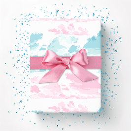 Papel De Regalo Bandas de nubes soñadoras en rosa y aqua