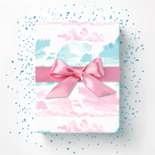 Papel De Regalo Bandas de nubes soñadoras en rosa y aqua