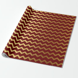 Papel De Regalo Bandas de oro de Borgoña Líneas Zig Zag Chevron