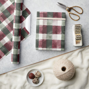 Papel De Regalo Bandas de plástico blanco de crema verde rojo de B