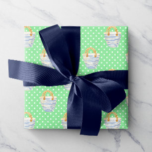 Papel De Regalo Bandas de playa de puntos de Polka verde acuático