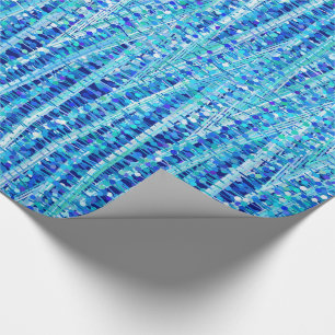 Papel De Regalo Bandas de satén y puntos abstractos, azul cobalto