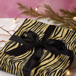 Papel De Regalo Bandas de tigre de oro negro