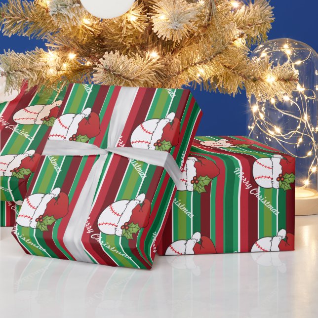 Papel De Regalo Bandas deportivas de béisbol para navidades (Vacaciones)