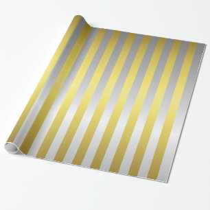 Papel De Regalo Bandas doradas y plateadas
