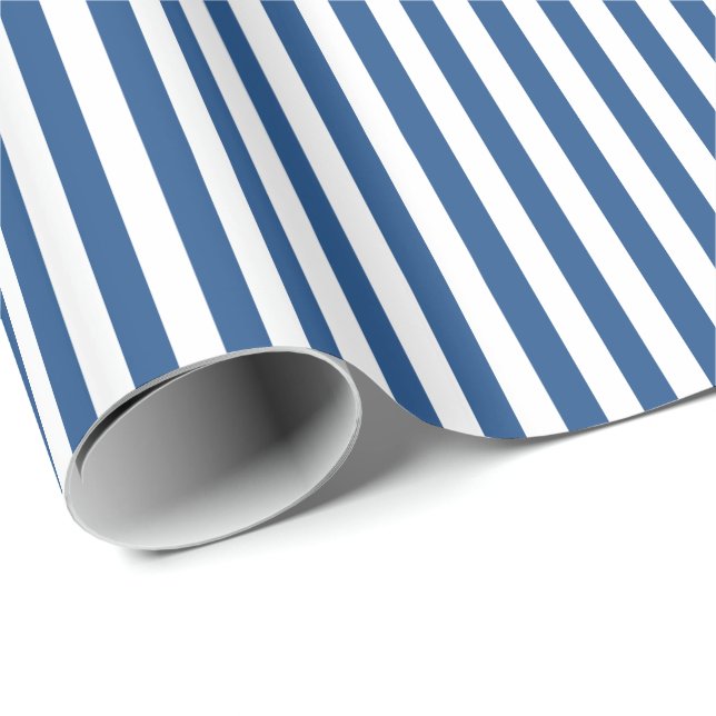 Papel De Regalo Bandas horizontales anchas y azules de moda (Esquina del rollo)