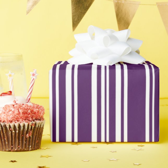 Papel De Regalo Bandas modernas mixtas moradas y blancas (Fiesta de cumpleaños )