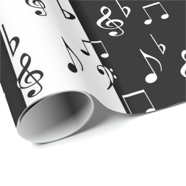 Papel De Regalo Bandas musicales en blanco y negro (Esquina del rollo)