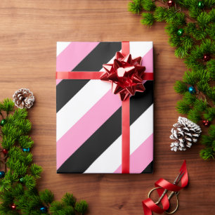 Papel De Regalo Bandas negras, blancas y rosas