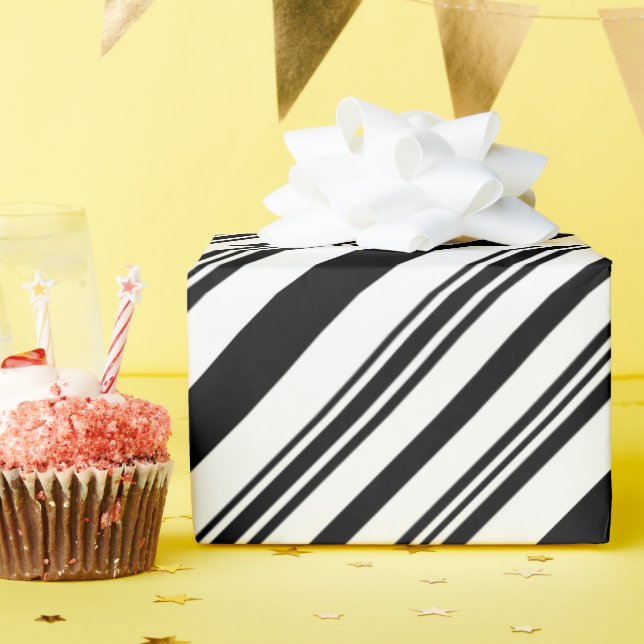 Papel De Regalo Bandas negras y blancas (Fiesta de cumpleaños )