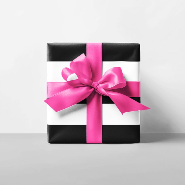 Papel De Regalo Bandas negras y blancas (Black and White Stripes Wrapping Paper)