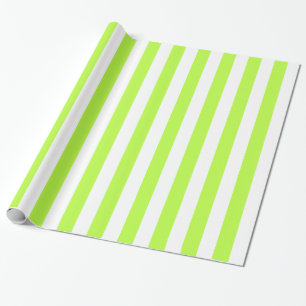 Papel De Regalo Bandas negritas de color blanco y verde limón