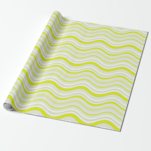 Papel De Regalo Bandas onduladas amarillas y blancas