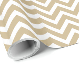 Papel De Regalo Bandas onduladas Chevron en Navidades Oro y Blanco