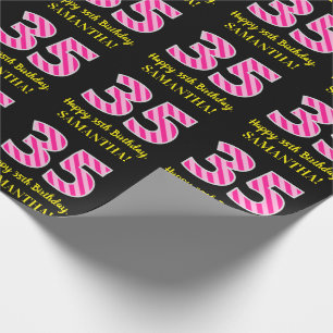 Papel De Regalo Bandas rosadas divertidas "35"; Feliz cumpleaños