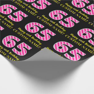 Papel De Regalo Bandas rosadas divertidas "65"; Feliz cumpleaños 