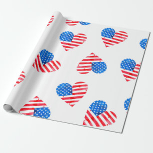 Papel De Regalo Bandera acuarela de Estados Unidos en forma de cor