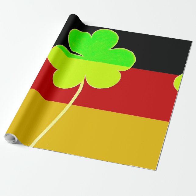 Papel De Regalo Bandera alemana irlandesa Shamrock Clover St. Patr (Desenrollado)