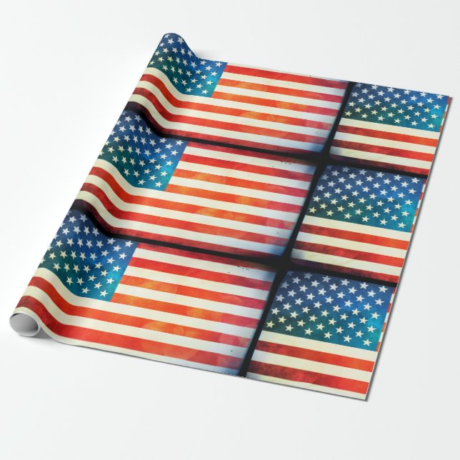 Papel De Regalo Bandera americana (Desenrollado)