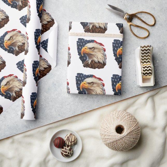 Papel De Regalo Bandera americana águila calva (Artesanía)
