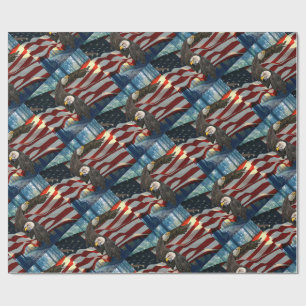 Papel De Regalo Bandera americana águila calva
