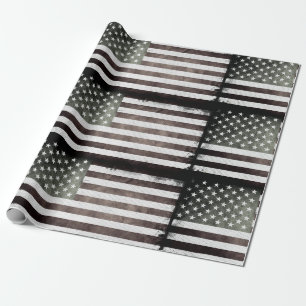 Papel De Regalo Bandera americana blanco y negro