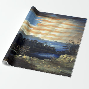 Papel De Regalo Bandera Americana Celestial Amanecer William Bauly