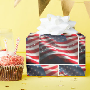 Papel De Regalo Bandera Americana Con Notas Musicales