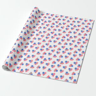 Papel De Regalo Bandera Americana Corazón de Agua Sin Maravillas.
