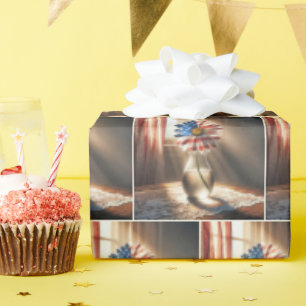 Papel De Regalo Bandera Americana Daisy In Glass Vase