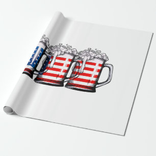 Papel De Regalo Bandera Americana de Cerveza 4 de Julio Hombres Mu