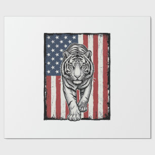 Papel De Regalo Bandera Americana Patriótica del Tigre Grabado Vin