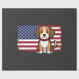 Papel De Regalo Bandera Americana Perro Patriótico Vector